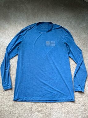 Anetik Men’s Blue UPF 30+ Performance Long Sleeve Shirt w/ Flag - Size L - GUC